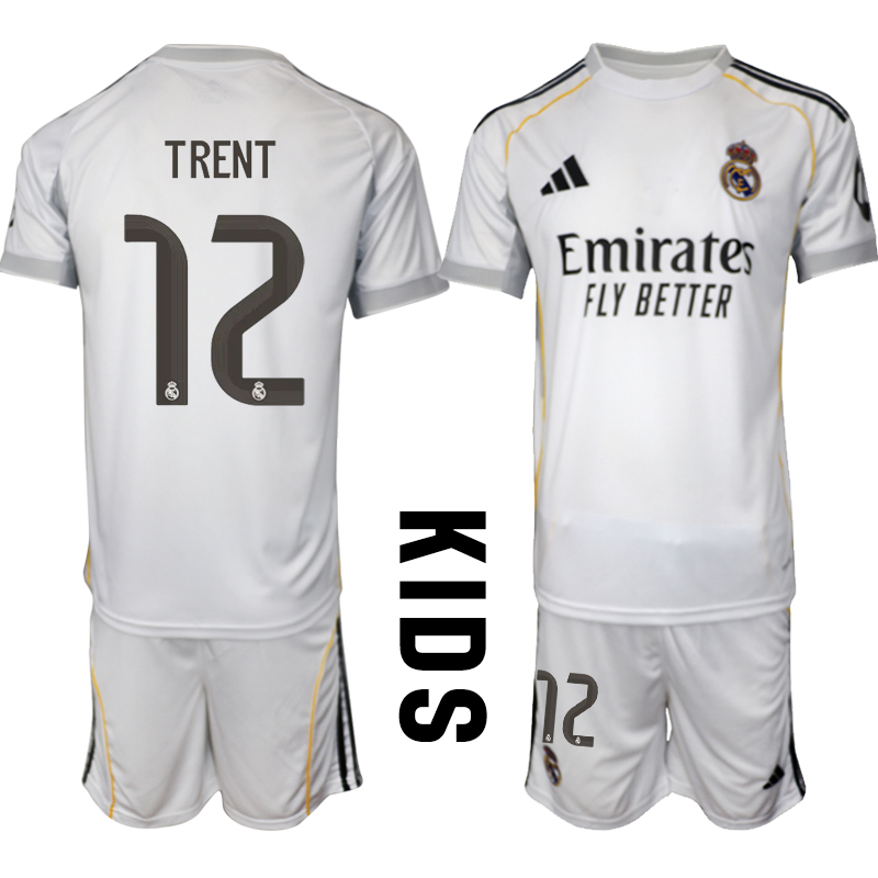 Youth 2025-2026 Club Real Madrid home white 12 Soccer Jersey 01